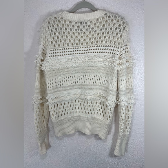 Banana Republic Tiered Fringe and Mesh Crewneck Pullover Sweater Women’s Medium - Picture 12 of 15